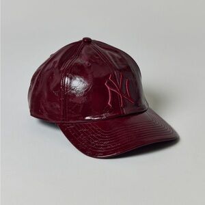 Leather Burgundy NY Cap